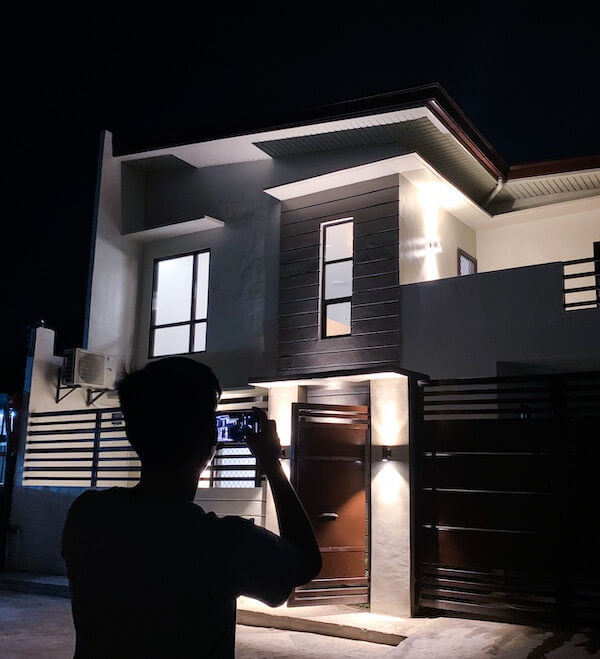 Outside our house at night