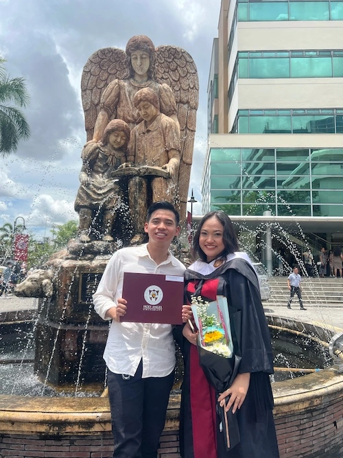 AJ's sister graduation at Holy Angel University