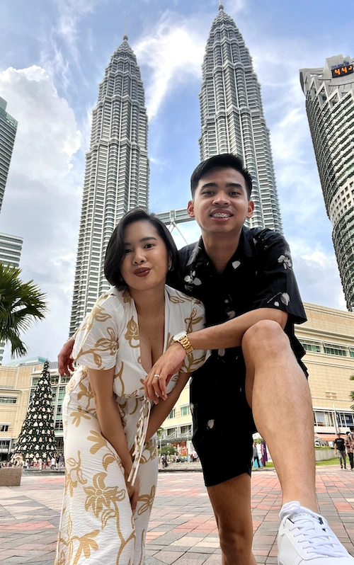 AJ and Kwe in KL Malaysia (twin towers)