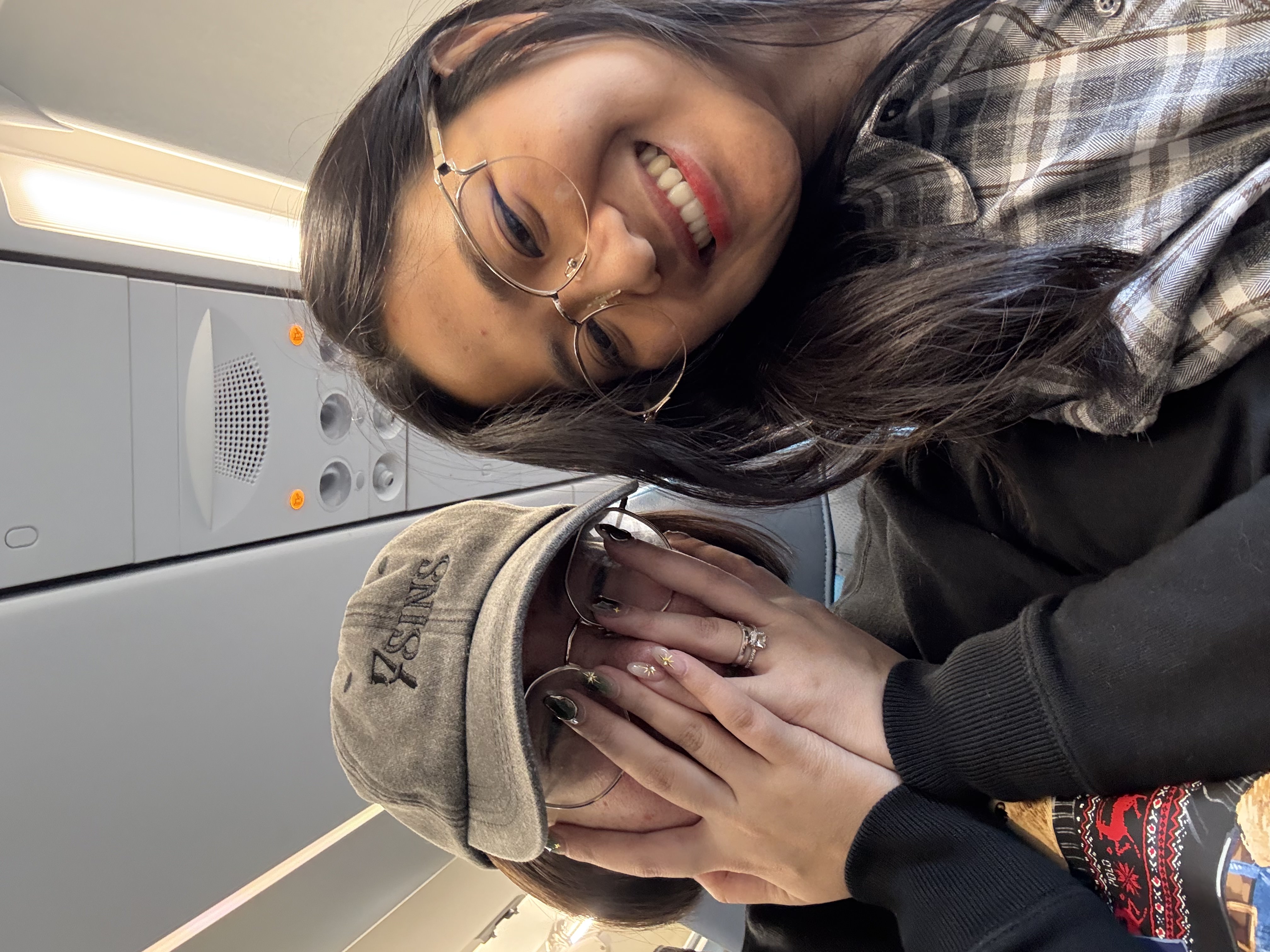 selfie on the plane going to HK