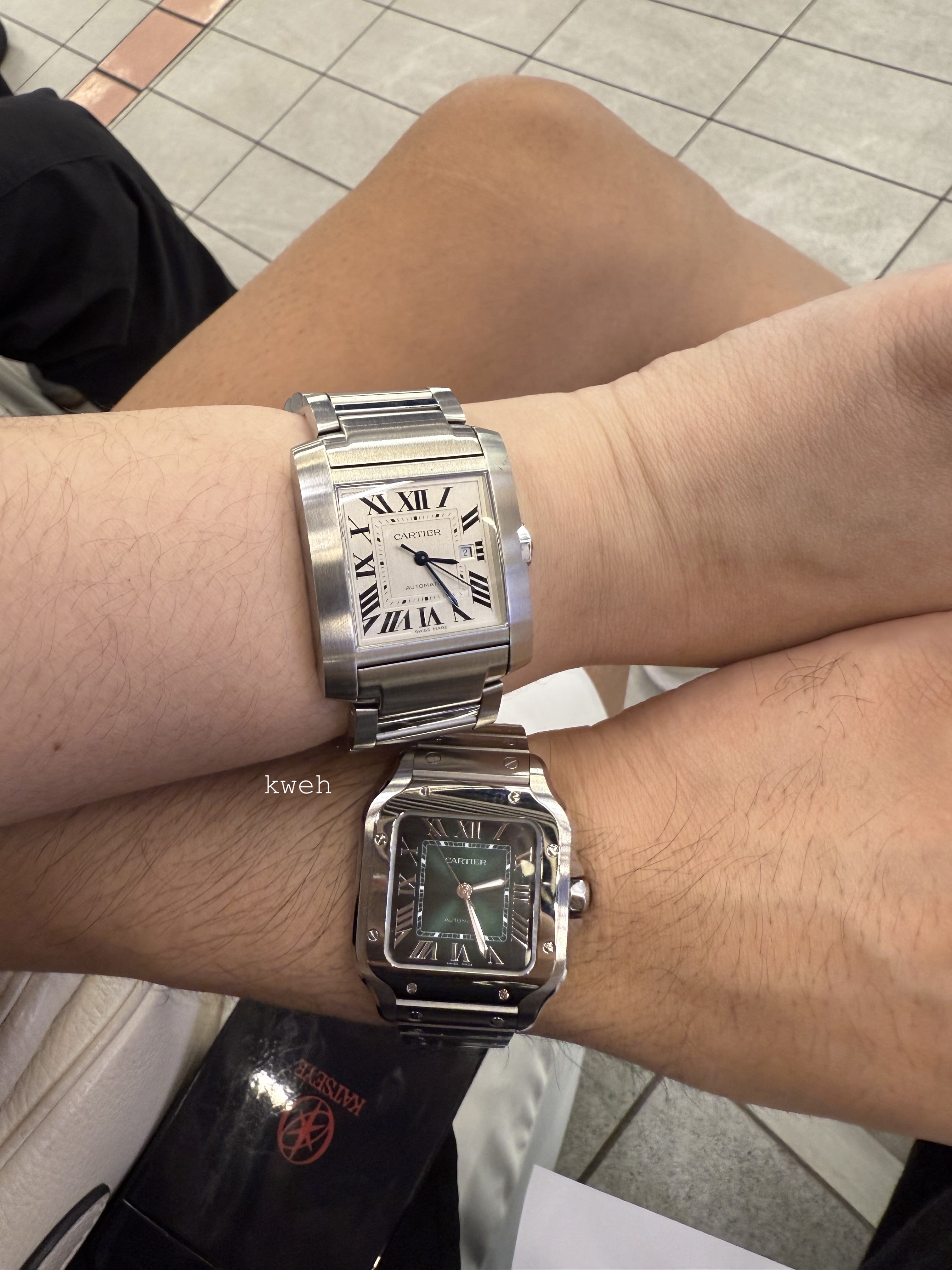 me and my husband's Cartier watches