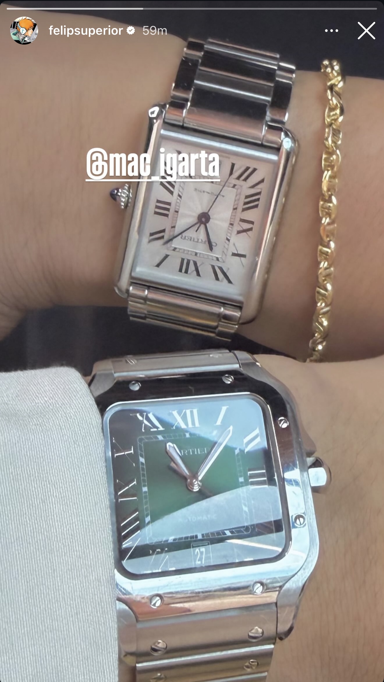 FELIP's IG story - Cartier watches