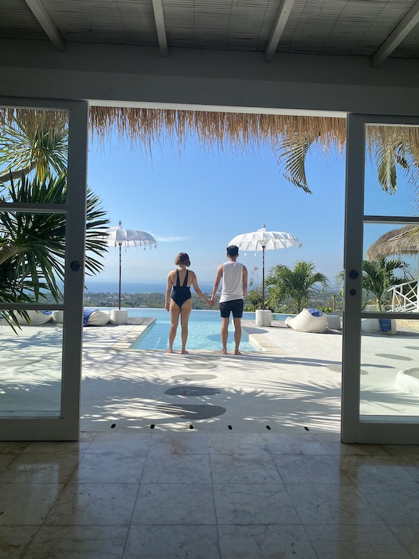 AJ and Gwe at Gravity Hotel pool