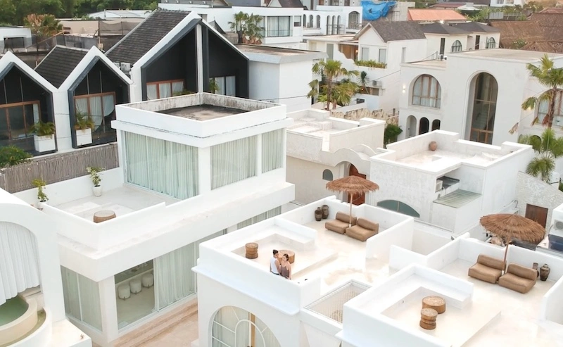 drone shot of AJ and Gwe at MAJA Canggu