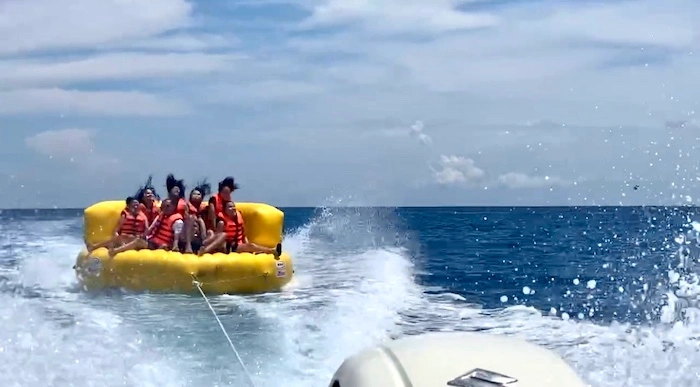 Flying fish in Boracay with cousins