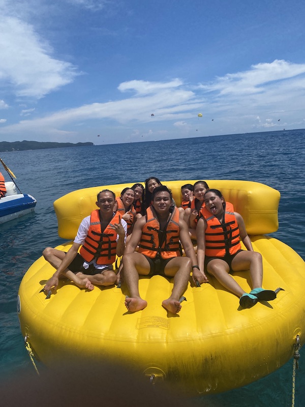 Flying fish in Boracay with cousins