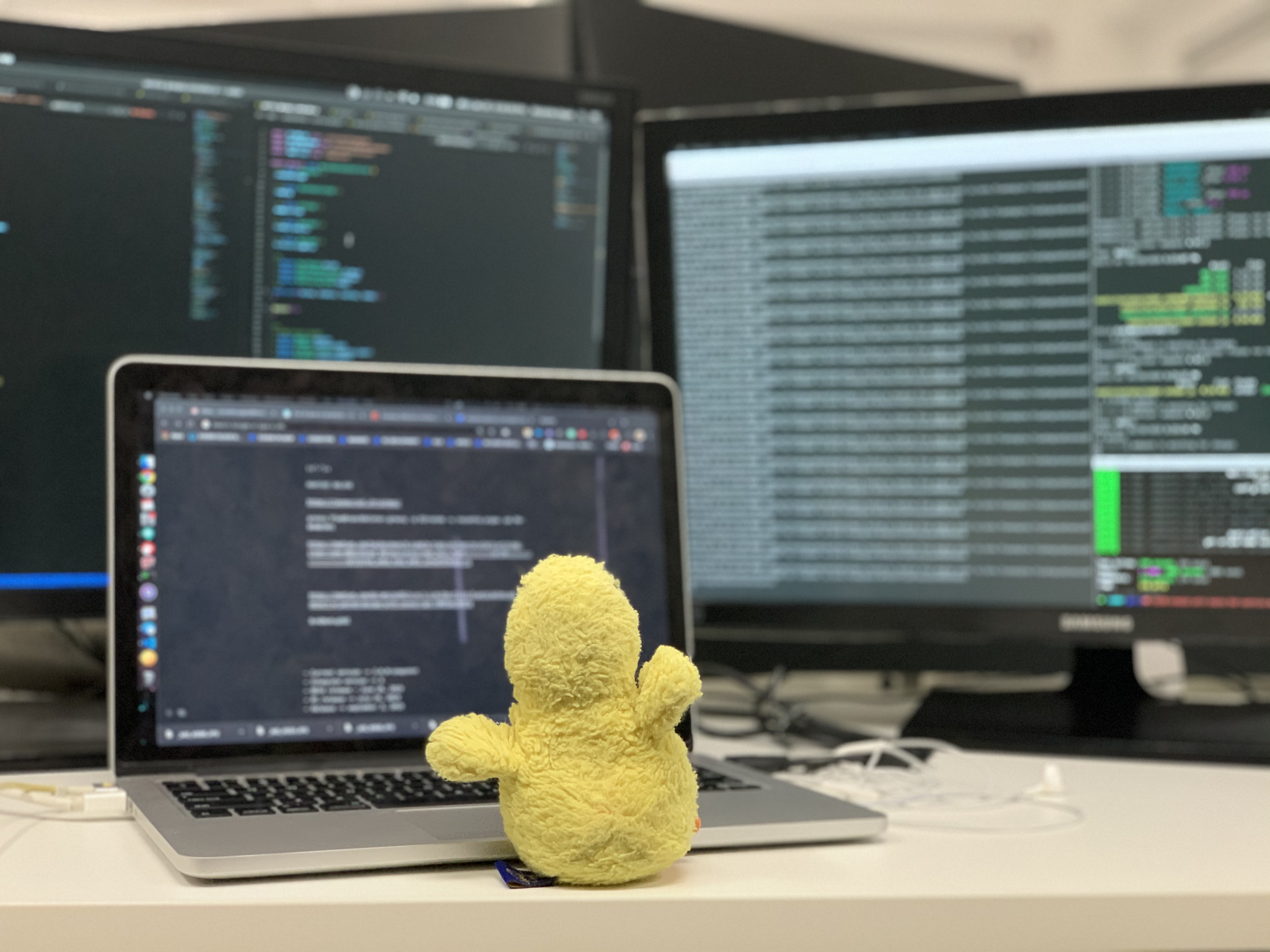 Kweh in front of my monitors